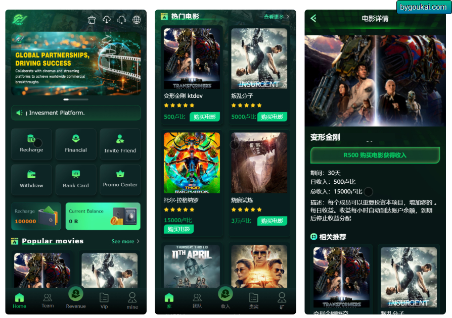 Flickiri Fun海外电影投资理财源码/前端html+后端PHP