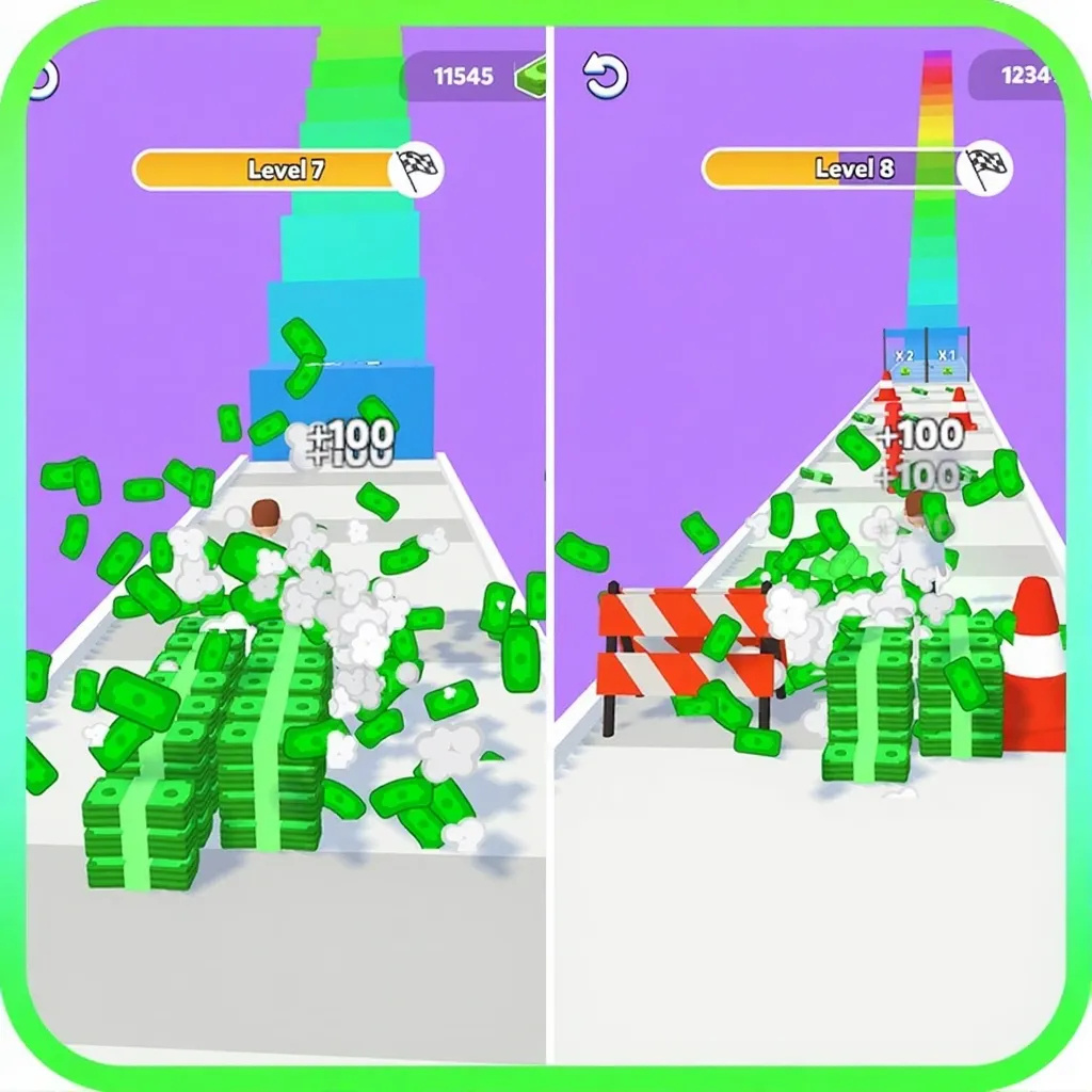 UnityMoneyStackRun3D 金币堆叠跑酷手游完整 3D 游戏模板 U3D 闯关躲避障碍源码工程